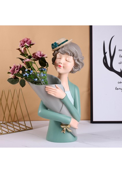 Yaratıcı Vazo Heykeli Bitki Pot Heykel Heykel Figürin Ev Çim Çiçek Dükkanı Yeşil modelleri