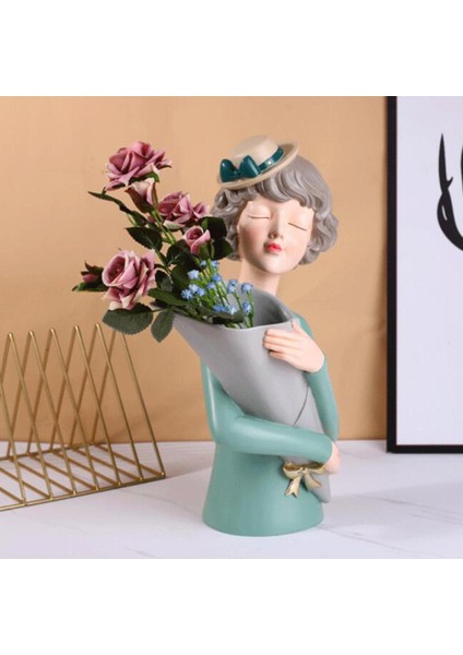 Yaratıcı Vazo Heykeli Bitki Pot Heykel Heykel Figürin Ev Çim Çiçek Dükkanı Yeşil fırsatları