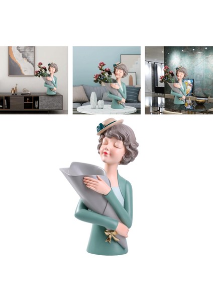 Yaratıcı Vazo Heykeli Bitki Pot Heykel Heykel Figürin Ev Çim Çiçek Dükkanı Yeşil indirimleri