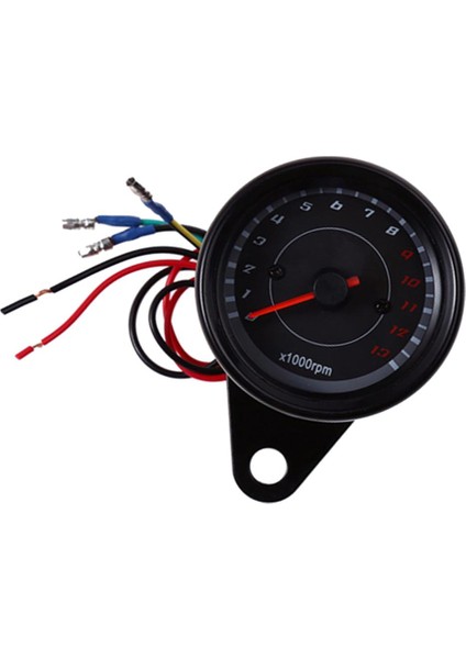 Motosiklet 13000RPM Takometre Tacho Gauge Metre LED Backlight 12V Siyah