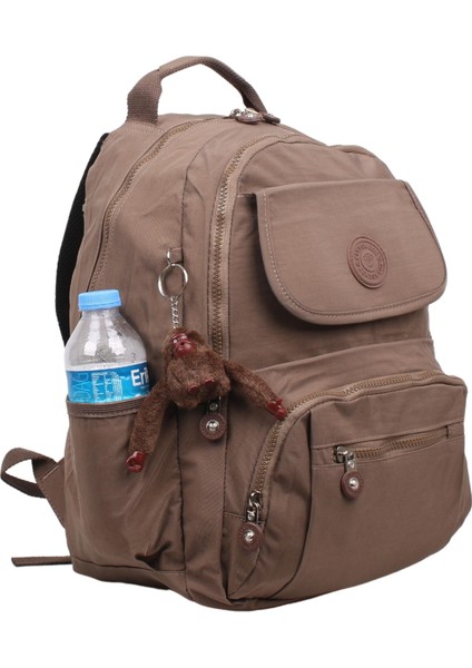 8866 Vizon Unisex Klinkır Aksesuarlı Kumaş Sırt Çantası