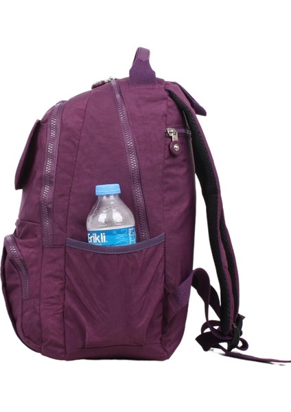 8866 Mor Unisex Klinkır Aksesuarlı Kumaş Sırt Çantası