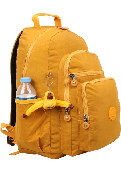 8864 Sarı Unisex Klinkır Aksesuarlı Kumaş Sırt Çantası