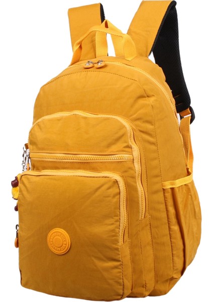8864 Sarı Unisex Klinkır Aksesuarlı Kumaş Sırt Çantası