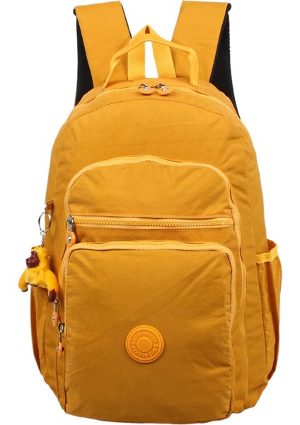 8864 Sarı Unisex Klinkır Aksesuarlı Kumaş Sırt Çantası