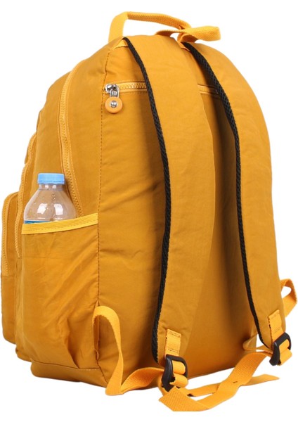 8864 Sarı Unisex Klinkır Aksesuarlı Kumaş Sırt Çantası