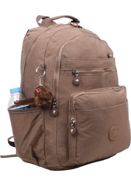 8861 Vizon Unisex Klinkır Aksesuarlı Kumaş Sırt Çantası