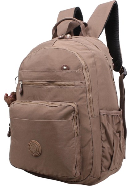 8861 Vizon Unisex Klinkır Aksesuarlı Kumaş Sırt Çantası