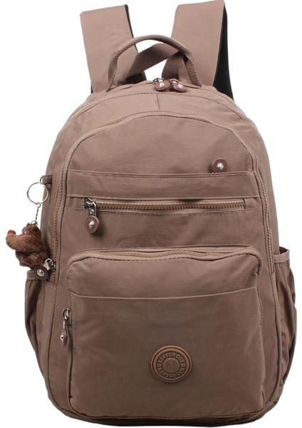 8861 Vizon Unisex Klinkır Aksesuarlı Kumaş Sırt Çantası