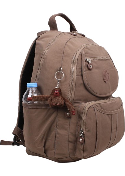 8860 Vizon Unisex Klinkır Aksesuarlı Kumaş Sırt Çantası