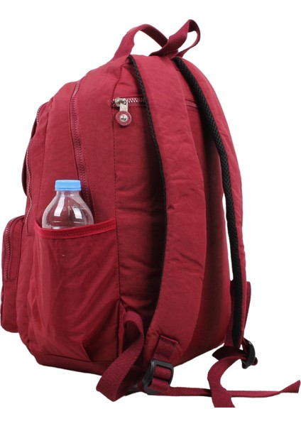 8860 Bordo Unisex Klinkır Aksesuarlı Kumaş Sırt Çantası fiyatları