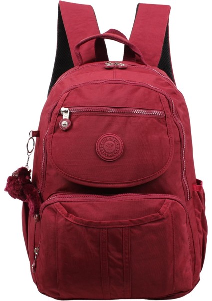 8860 Bordo Unisex Klinkır Aksesuarlı Kumaş Sırt Çantası fırsatları