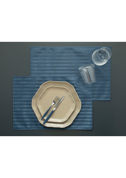 Shine Line Polyester 2'li Amerikan Servis 30 x 45 cm Lacivert