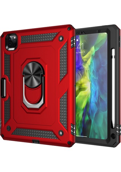 Apple Ipad Pro 11 2020 Için Çift Katmanlı Yüzüklü Manyetik Standlı Vega Kapak