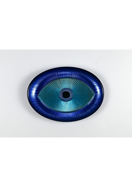 Evil Eye Nazar Dekoratif Cam Turkuaz Lacivert 22 x 15.5 Cm