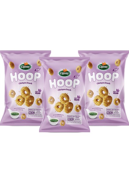 Hoop Salsa Verde Çeşnili Vegan Glutensiz Nohut Cipsi 3 x 65 gr