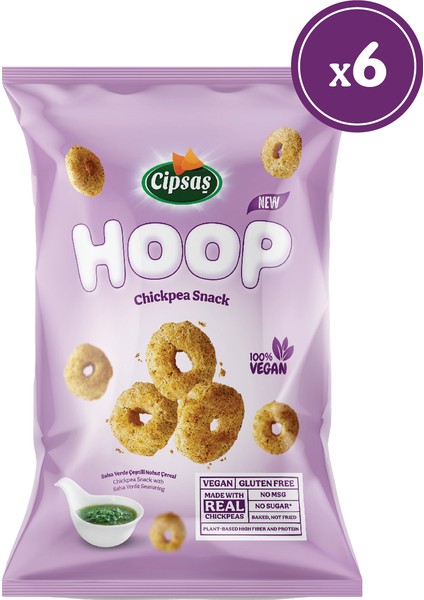 Hoop Salsa Verde Çeşnili Vegan Glutensiz Nohut Cipsi 6 x 65 gr