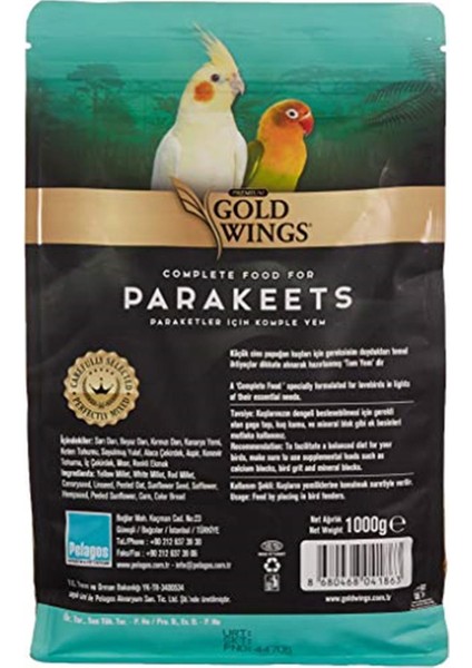 Gold Wings Premium Paraket Kuş Yemi 1 kg