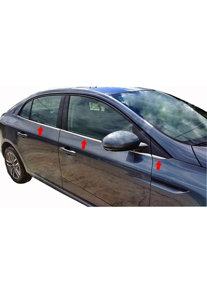Renault Megane 4 2016-2020 Krom Cam Çıtası 6 Parça P.çelik