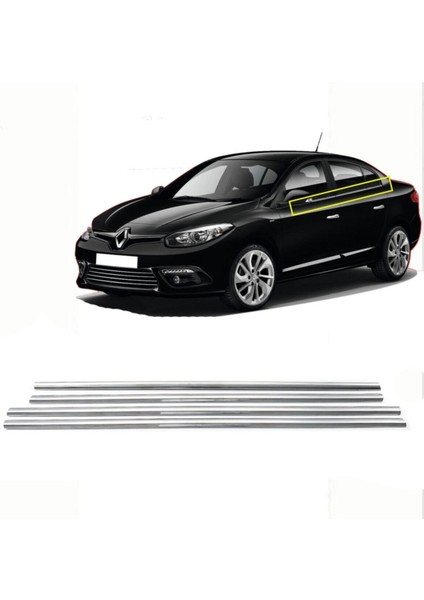 Renault Fluence Uyumlu Cam Çıtası Krom 4 Parça 2010-
