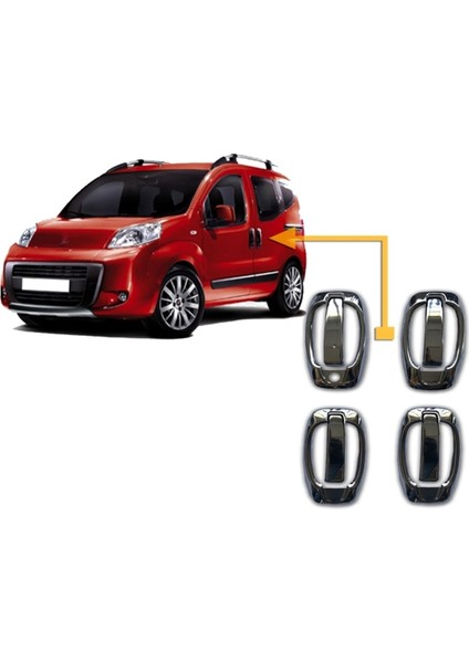 Fiat Fiorino 2008> Krom Kapı Kolu 4 Kapı 8 Parça Paslanmaz Çelik