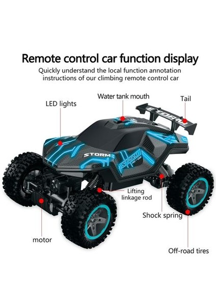 Rc Araba Büyük 4WD Yüksek Hızlı Rc Kapalı Yol Araç Rc Sprey Araba 2.4 Ghz Uzaktan Kumanda Araba Oyuncak LED Işıkları ile Rc Monster Truck | Rc Arabalar (Mavi) (Yurt Dışından)