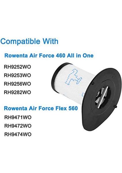 Rowenta Air Force 460 Için 2 Adet Filtre Hepsi Bir Arada RH92XX ve Air Force Flex 560 RH94XX Elektrikli Süpürge, Parçalar ZR009002 (Yurt Dışından)