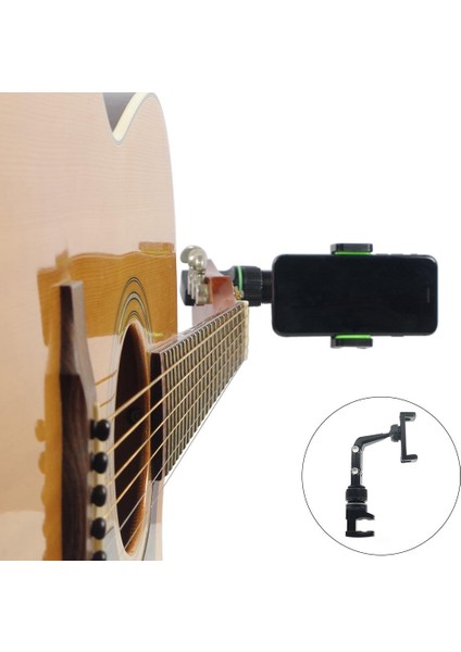 Gitar Telefon Tutucu Gitar Telefon Braket Müzik Stand Standı Müzisyenler Black Gray Için