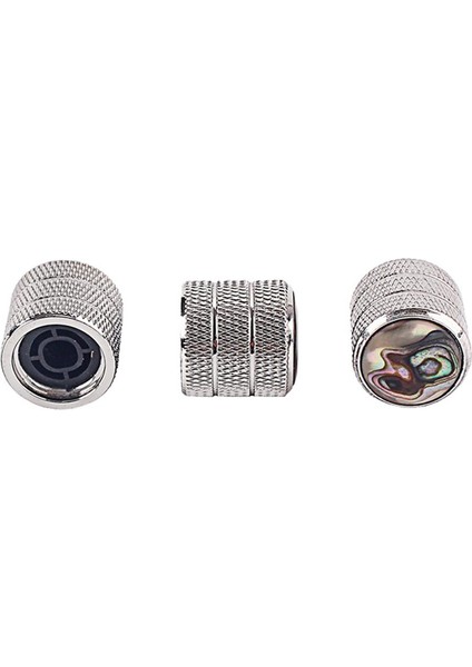 3pcs Elektro Gitar Bas Hacim Kontrol Düğmesi Renkli Kabuk Kakmı Gümüş indirimleri