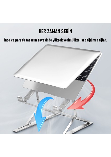 DM09 12.6''-15.6''-17.3'' Çift Katlı 15 Seviyeli Katlanabilir Taşınabilir Alüminyum Dizüstü Laptop Notebook Stant