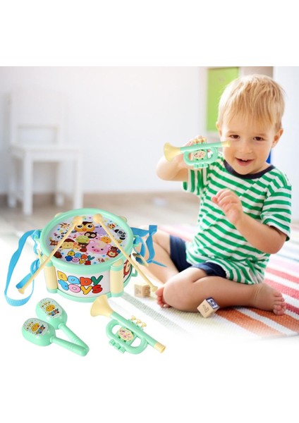 Toddler Davul Seti Müzik Aletleri Bongos Yeşil