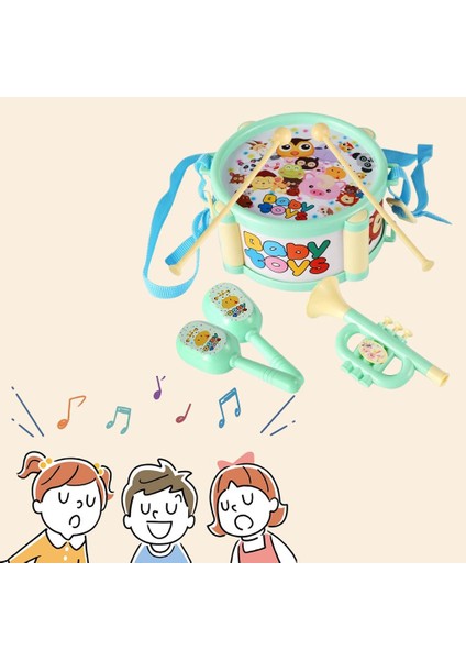 Toddler Davul Seti Müzik Aletleri Bongos Yeşil