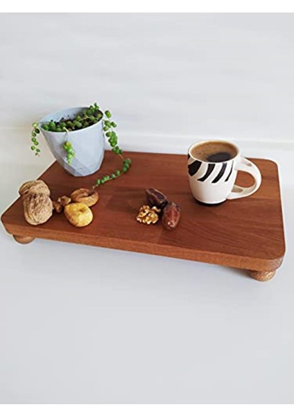 Ahşap Sunum Tepsi,ceviz Rengi,doğal Ahşap , Top Ayaklı fiyatları