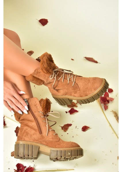 Taba Süet Kalın Taban Kadın Kürklü Bot N820171002