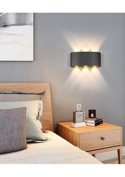 Uranüs 6 Watt (10 Watt Eşdeğer) Gün Işığı Ledli Dekoratif Işık Süzmeli Bahçe Teras Salon Balkon Duvar Apliği