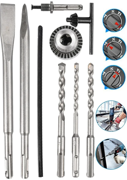 Metal Dişli Şanzıman Kırıcı Delici Darbeli Matkap 2-26MM Hiltı 5.5 J  4500W + Mandren