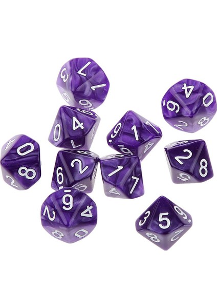 10X On Taraflı Zar D10 D & D Trpg Tahtası Oyunu Oynarken Mor (Yurt Dışından)