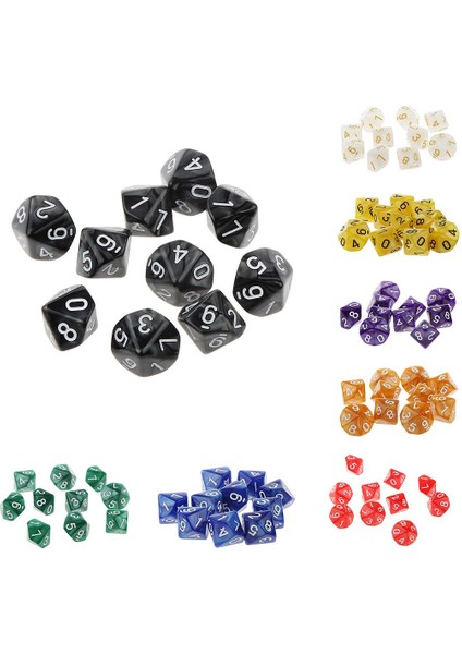 10X On Taraflı Zar D10 D & D Trpg Tahtası Oyunu Oynarken Mor (Yurt Dışından)