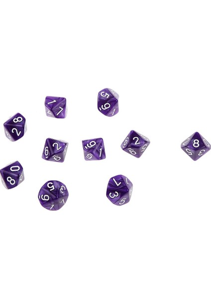 10X On Taraflı Zar D10 D & D Trpg Tahtası Oyunu Oynarken Mor (Yurt Dışından)