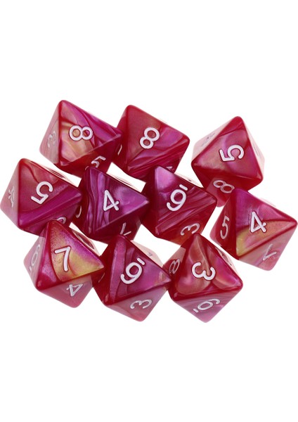 10 Adet 8 Taraflı Zar D8 Mtg Rpg Için Yeni Mor Kırmızı (Yurt Dışından)