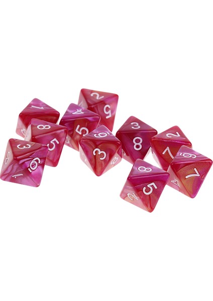 10 Adet 8 Taraflı Zar D8 Mtg Rpg Için Yeni Mor Kırmızı (Yurt Dışından)