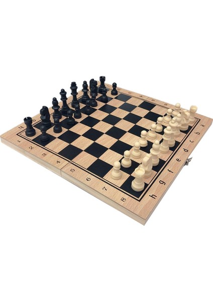 3 Arada 1 Satranç Seti - Depolama ile Katlanan Ahşap Satranç Tahtası - Satranç Damaları Taşımacılar Yeni Başlayanlar Yetişkinler, Taşınabilir ve Seyahat Için Kolay 24X24CM (Yurt Dışından)