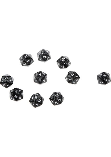 10 Adet Siyah 20 Taraflı D20 Zar D & D Rpg Tahtası Oyunu Oynamak Için Favors ve Matematik (Yurt Dışından)