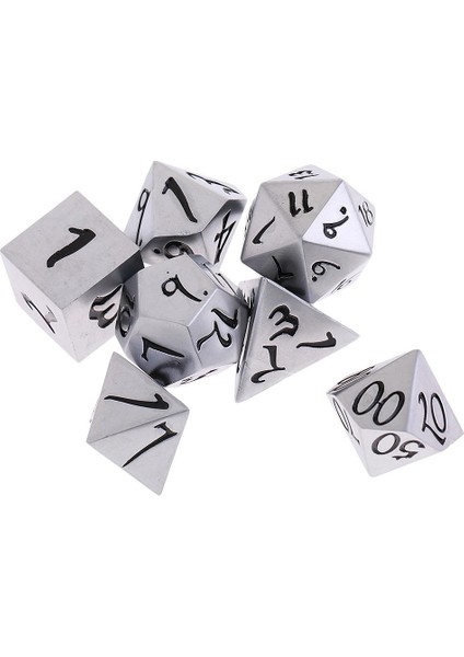 7ADET Polyhedral Zar Nikel Alaşım Rpg D4D20 Masa Oyuncakları Siyah (Yurt Dışından) indirimleri