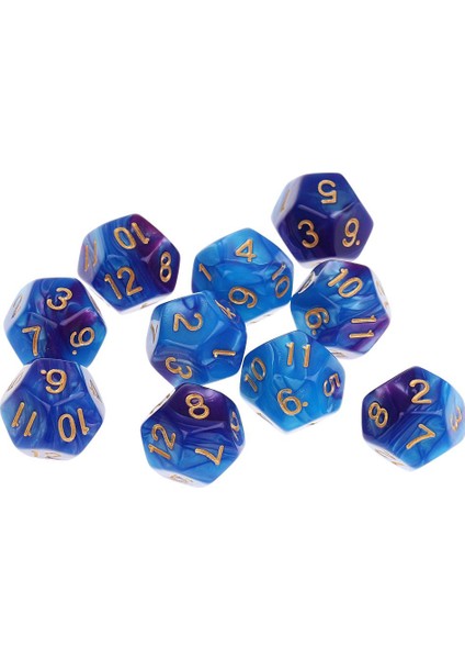 10 Adet D12 Rpg Oyunları Mavisi Için Polyhedral (Yurt Dışından)