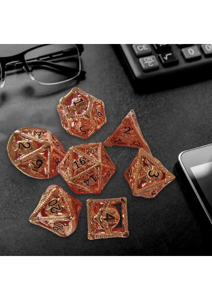 7 Adet Pirinç Çok Yüzlü Zar Seti Rol Oynama Zarları Masa Oyunları Için Zarlar Mtg Rpg Altın (Yurt Dışından)
