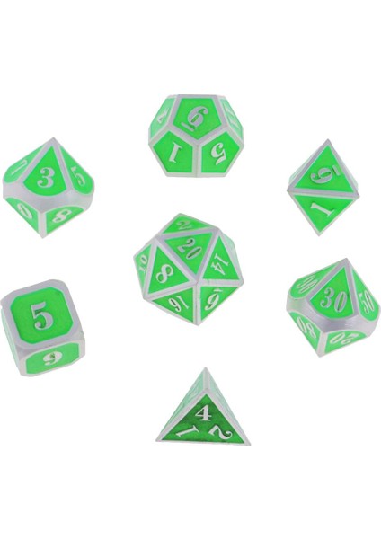 7ADET D4 D6 D8 D10 D12 D20 Alaşım Zar Dijital Kumar Severler Için 12MM Yeşil (Yurt Dışından)