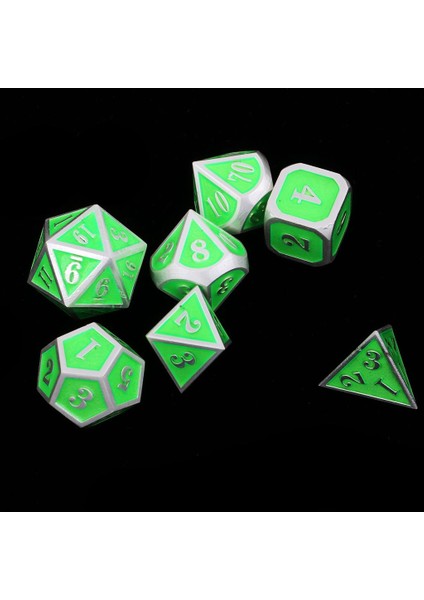 7ADET D4 D6 D8 D10 D12 D20 Alaşım Zar Dijital Kumar Severler Için 12MM Yeşil (Yurt Dışından)
