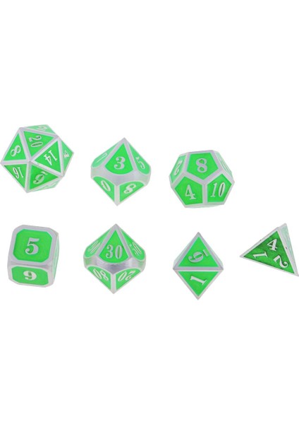 7ADET D4 D6 D8 D10 D12 D20 Alaşım Zar Dijital Kumar Severler Için 12MM Yeşil (Yurt Dışından)