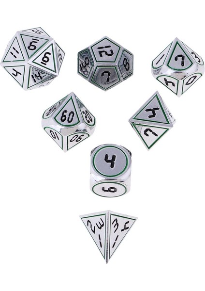 7ADET 14MM Metal Polyhedral Zar Masa Oyunu Dices H Için Ayarlanmış (Yurt Dışından)